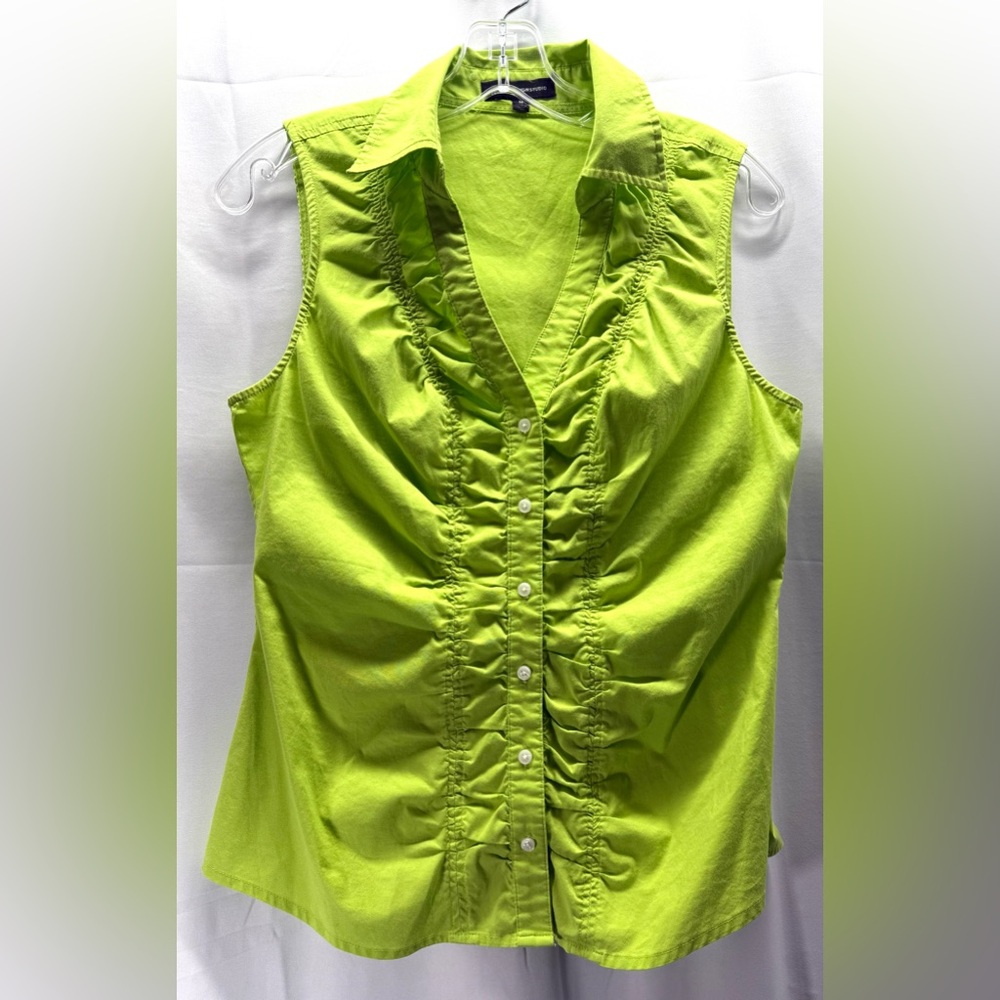 Express Vibrant Green Ruffle Sleeveless Blouse